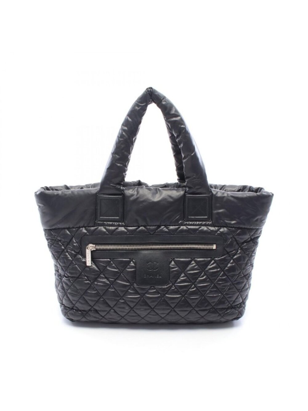 Chanel Tote Bag Coco Cocoon MM Black Nylon Leather Medium